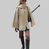 Cora Μεγάλο Μάλλινο Μπουφάν με Κασκόλ