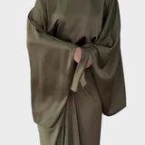 Maddy | Μάξι Σατέν Φόρεμα με Μανίκια Νυχτερίδα