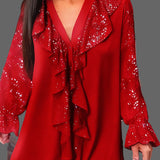 χαλαρά μπλουζάκια μονόχρωμα με βολάν