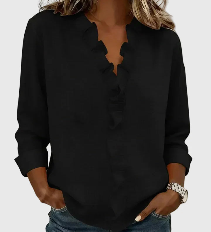 Φαίδρα - Μπλούζα με Ρίγες, V-Λαιμόκοψη και Μακριά Μανίκια