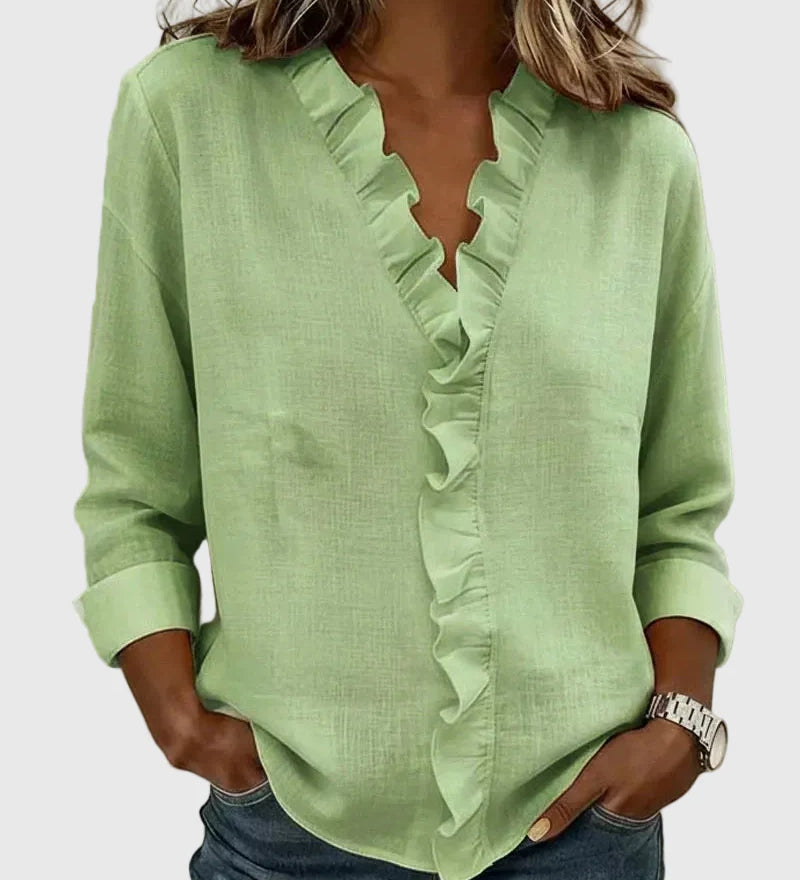 Φαίδρα - Μπλούζα με Ρίγες, V-Λαιμόκοψη και Μακριά Μανίκια