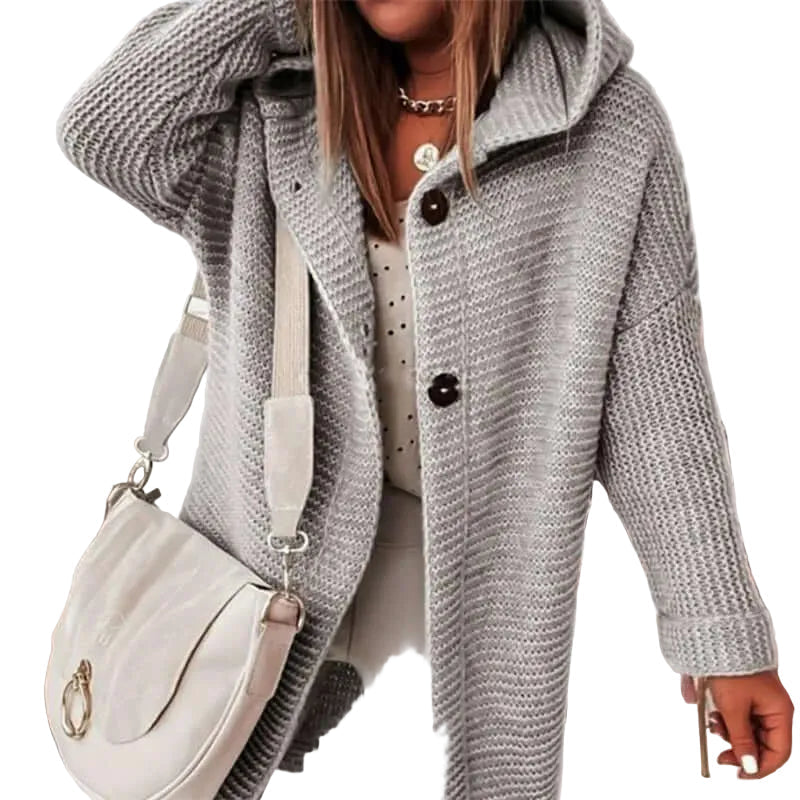 Lin - Γυναικεία Πολυτελής Πλεκτή Ζακέτα με Κουκούλα (Women’s Luxury Hooded Sweater Cardigan)