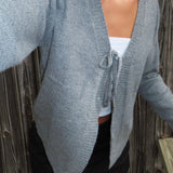 Alexa | Γκρι Άνετο Πλεκτό με Δέσιμο Μπροστά (Cozy Grey Tie-Front Knit Sweater)