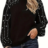 Quinlee - Πλεκτή μπλούζα με μακριά μανίκια και στρογγυλή λαιμόκοψη