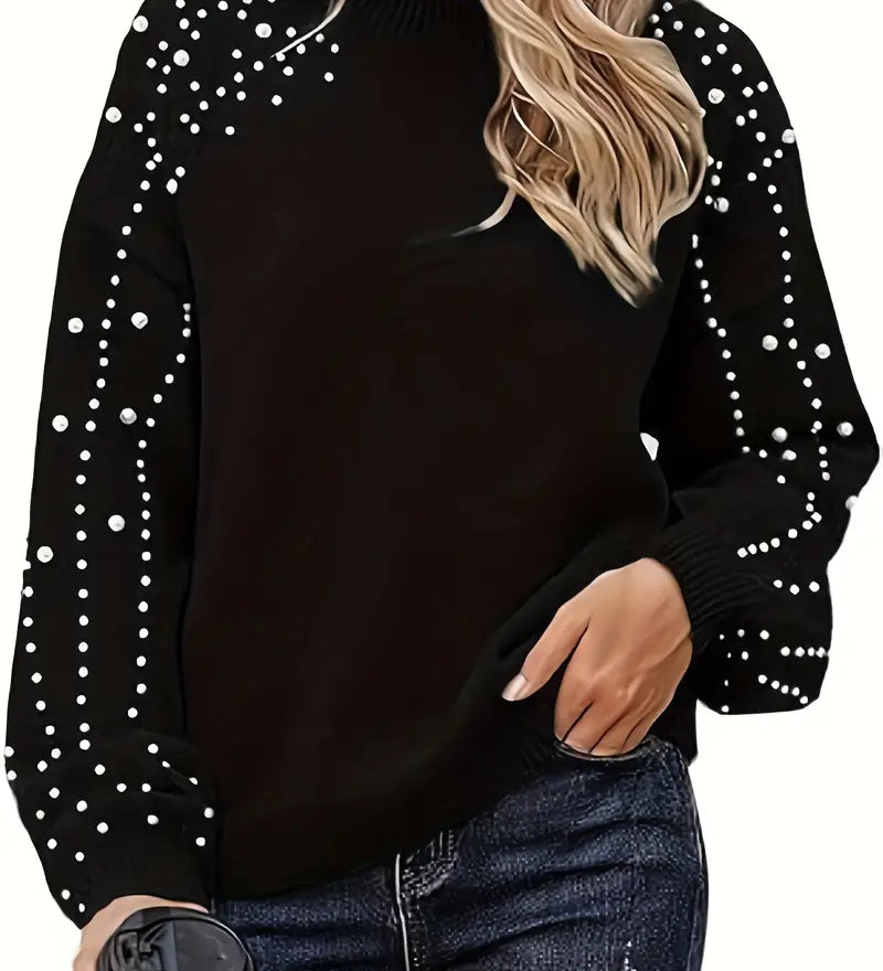 Quinlee - Πλεκτή μπλούζα με μακριά μανίκια και στρογγυλή λαιμόκοψη