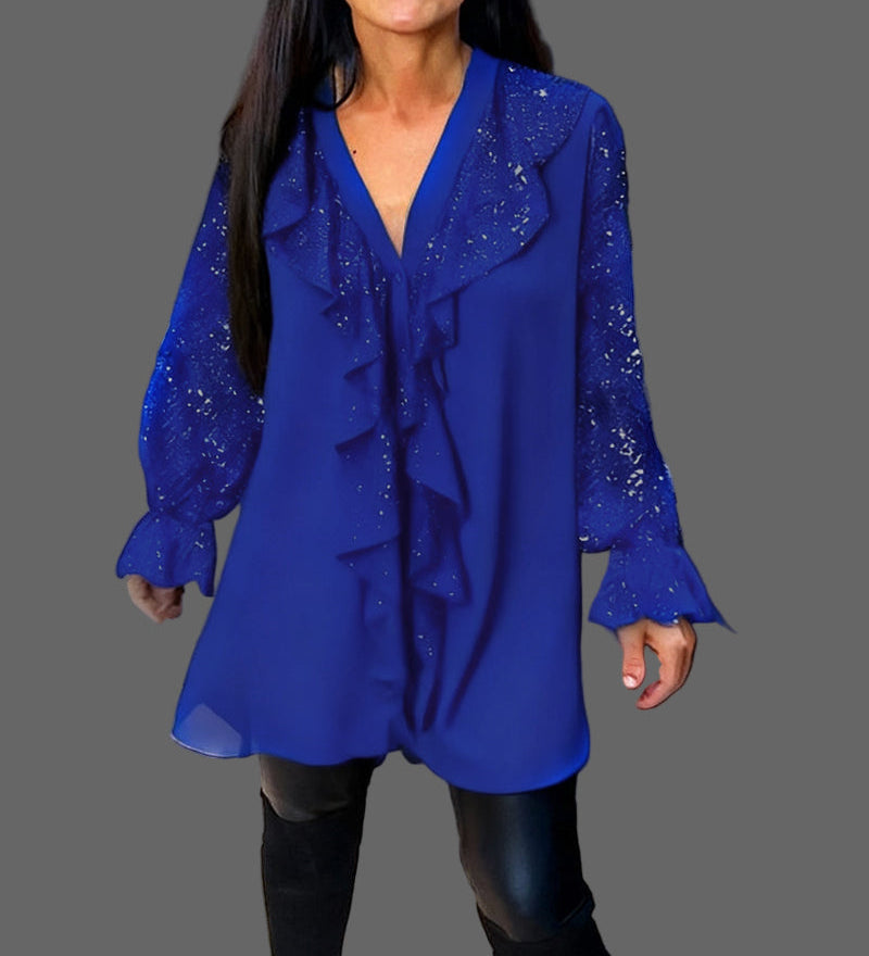 χαλαρά μπλουζάκια μονόχρωμα με βολάν