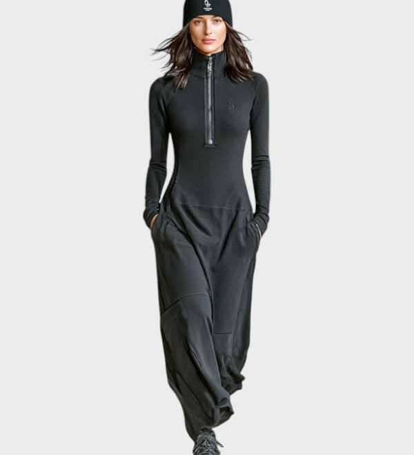 Madea | Γυναικείο Αθλητικό Φόρεμα Μαξι Viscose με Μισό Υψηλό Γιακά και Φερμουάρ MDA3197G9Y