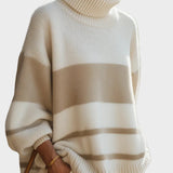 Laurie-Μπεζ και Εκρού Ριγέ Πουλόβερ Ζιβάγκο