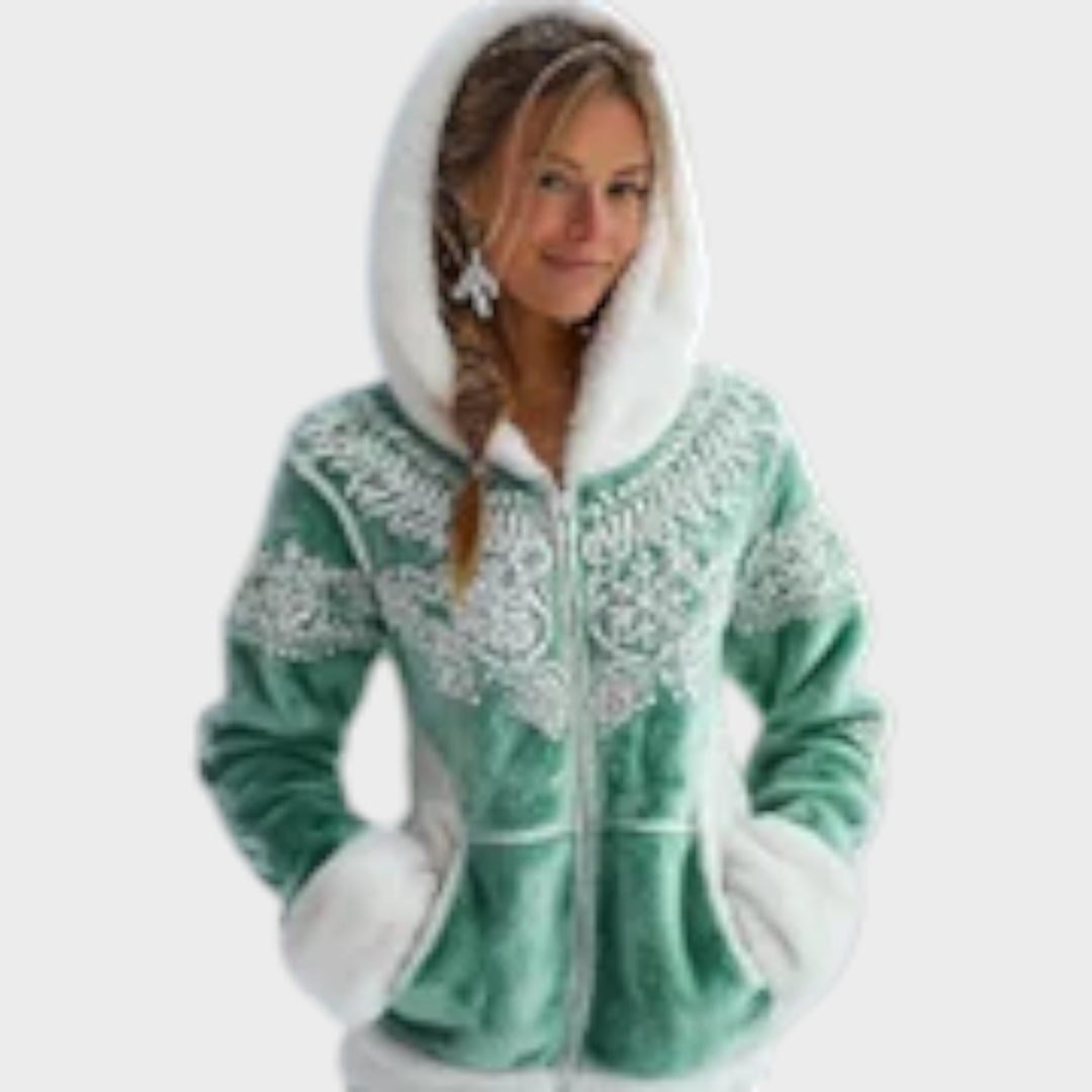 Althea | Κομψός Ζαχαρωτός Χιονάνθρωπος Αντίθεση Άνετη Πλούσια Φούτερ με Κλείσιμο