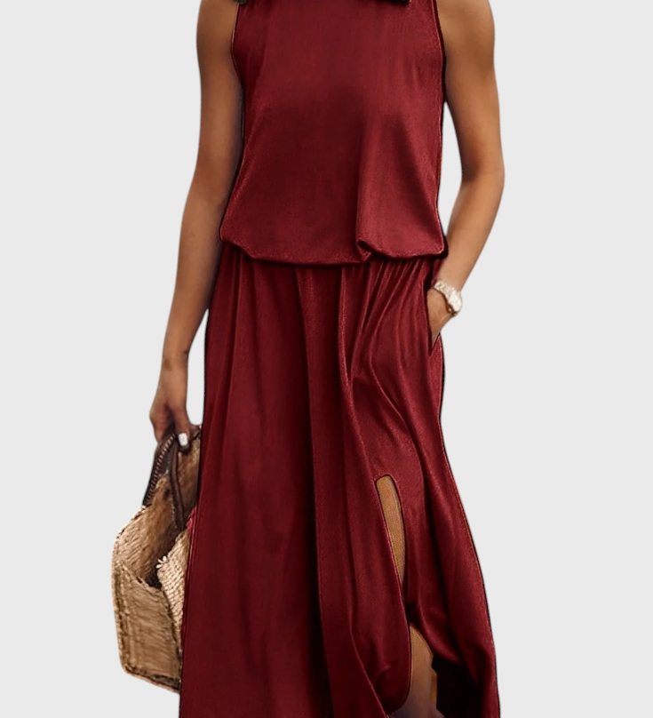 Dianne Αμάνικο φόρεμα με σκίσιμο στο πλάι με χαλαρή σιλουέτα