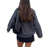 Alexa | Γκρι Άνετο Πλεκτό με Δέσιμο Μπροστά (Cozy Grey Tie-Front Knit Sweater)