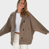 Μπουφάν φαρδιάς γραμμής σε χρώμα κανέλας