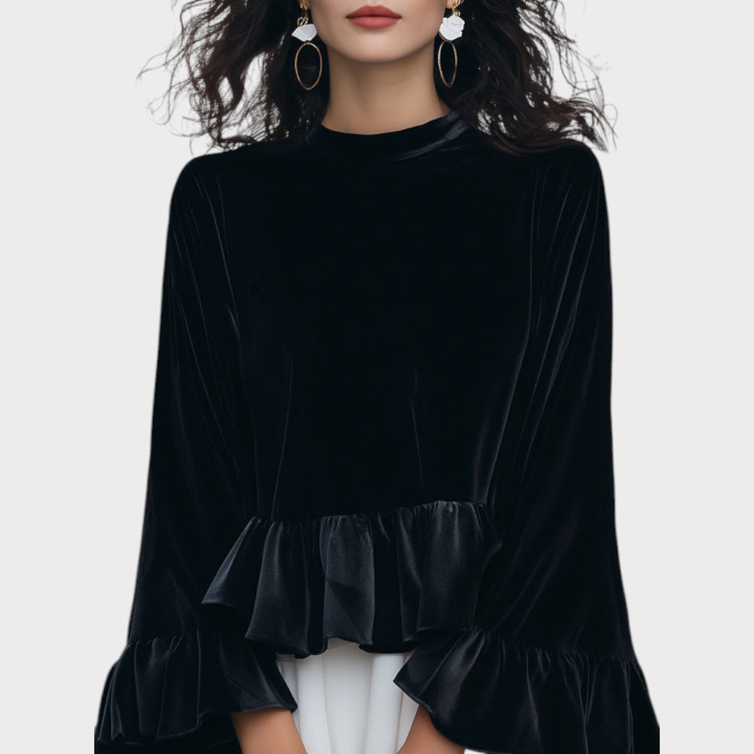 Moira | Μπλούζα Βελούδινη με Στρογγυλή Λαιμόκοψη και Ρίγες