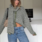 Απαλή ριγέ ζακέτα σε χρώμα μάτσα