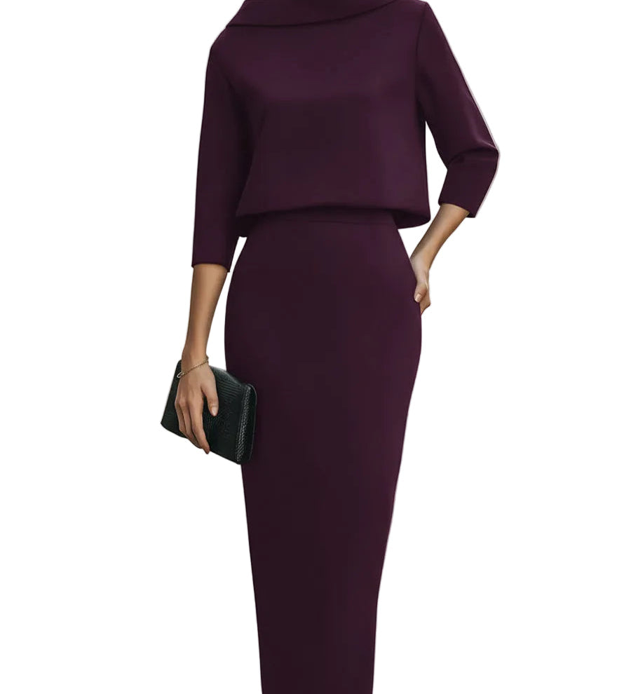 Nina - Σετ Τοπ με Λαιμόκοψη Boat και Μίντι Φούστα (Boat Neck Top And Midi Skirt Set)