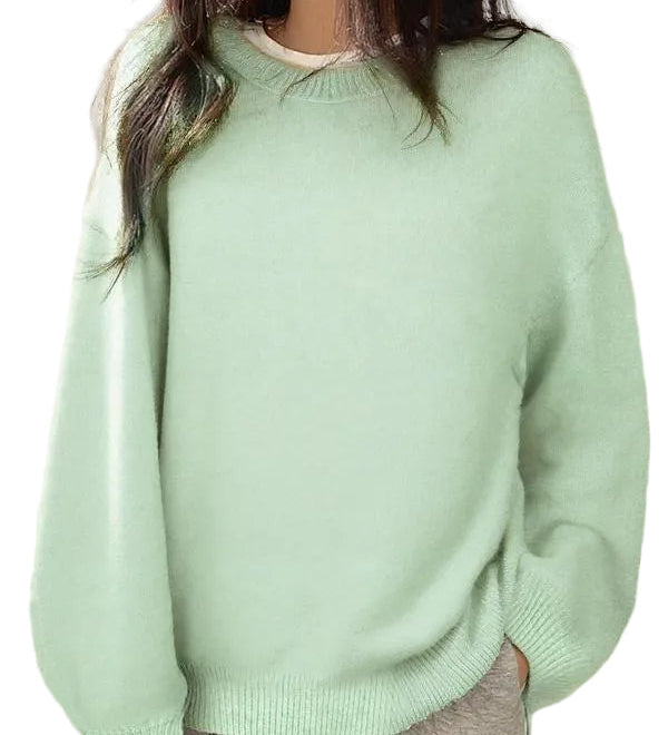 KIARA - Γυναικείο Πουλόβερ με Στρογγυλή Λαιμόκοψη, Χαμηλούς Ώμους και Πλαϊνά Σκισίματα (Women's Drop Shoulder Split Hem Round Neck Sweater)