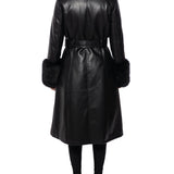 KAYA ΜΑΥΡΟ ΔΕΡΜΑΤΙΝΟ ΤΡΕΝΣ ΜΕ ΣΥΝΘΕΤΙΚΗ ΓΟΥΝΑ (BLACK FAUX FUR LEATHER TRENCH COAT)