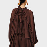 Tiana | Σετ Μίνι Σιφόν Φόρεμα με Βολάν σε Επίπεδα και Φόδρα