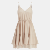 Tiana | Σετ Μίνι Σιφόν Φόρεμα με Βολάν σε Επίπεδα και Φόδρα