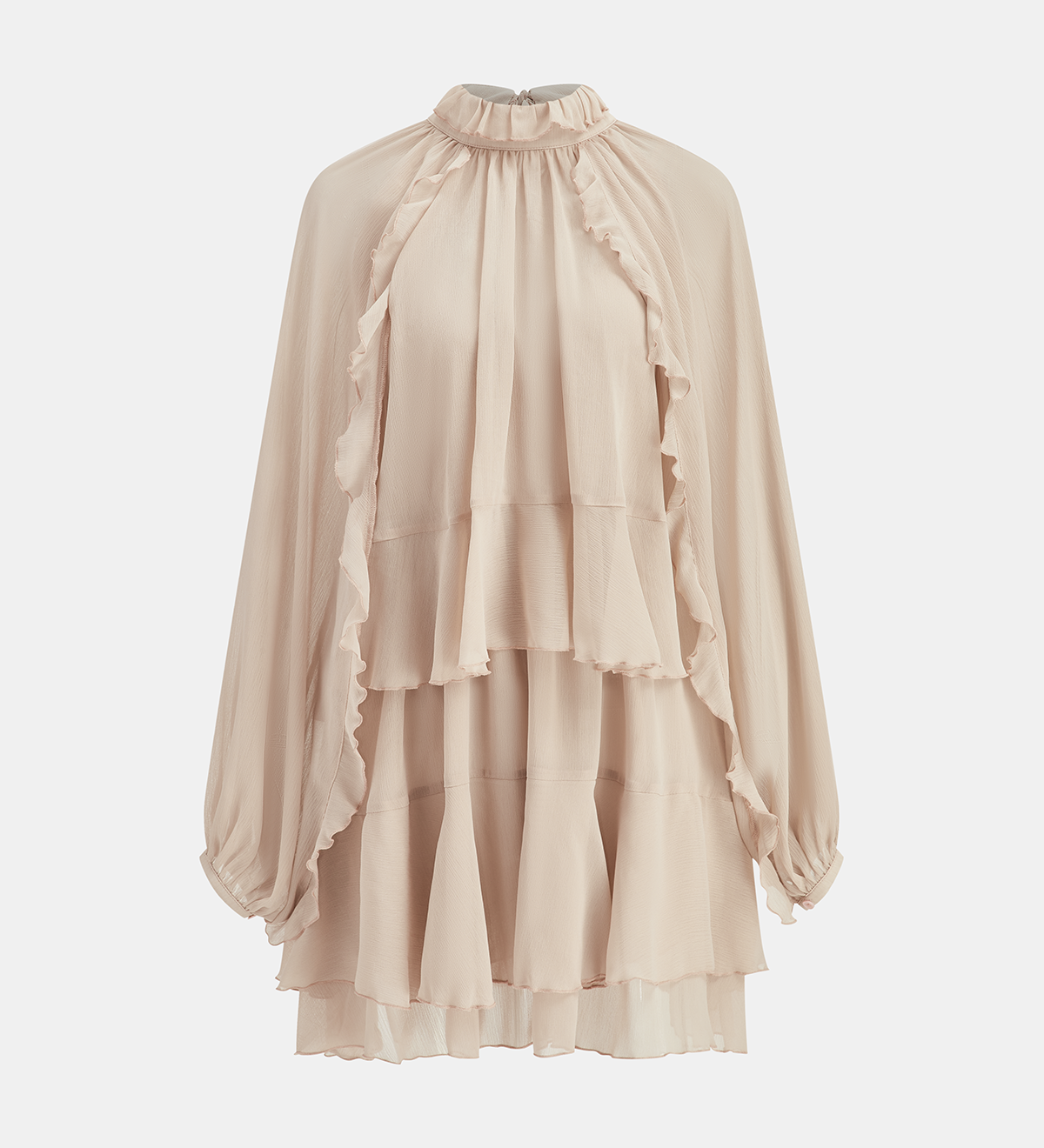 Tiana | Σετ Μίνι Σιφόν Φόρεμα με Βολάν σε Επίπεδα και Φόδρα