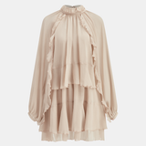 Tiana | Σετ Μίνι Σιφόν Φόρεμα με Βολάν σε Επίπεδα και Φόδρα