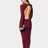 Becky | Μακρύ Φόρεμα Bodycon με Λάμψη και Ανοιχτή Πλάτη