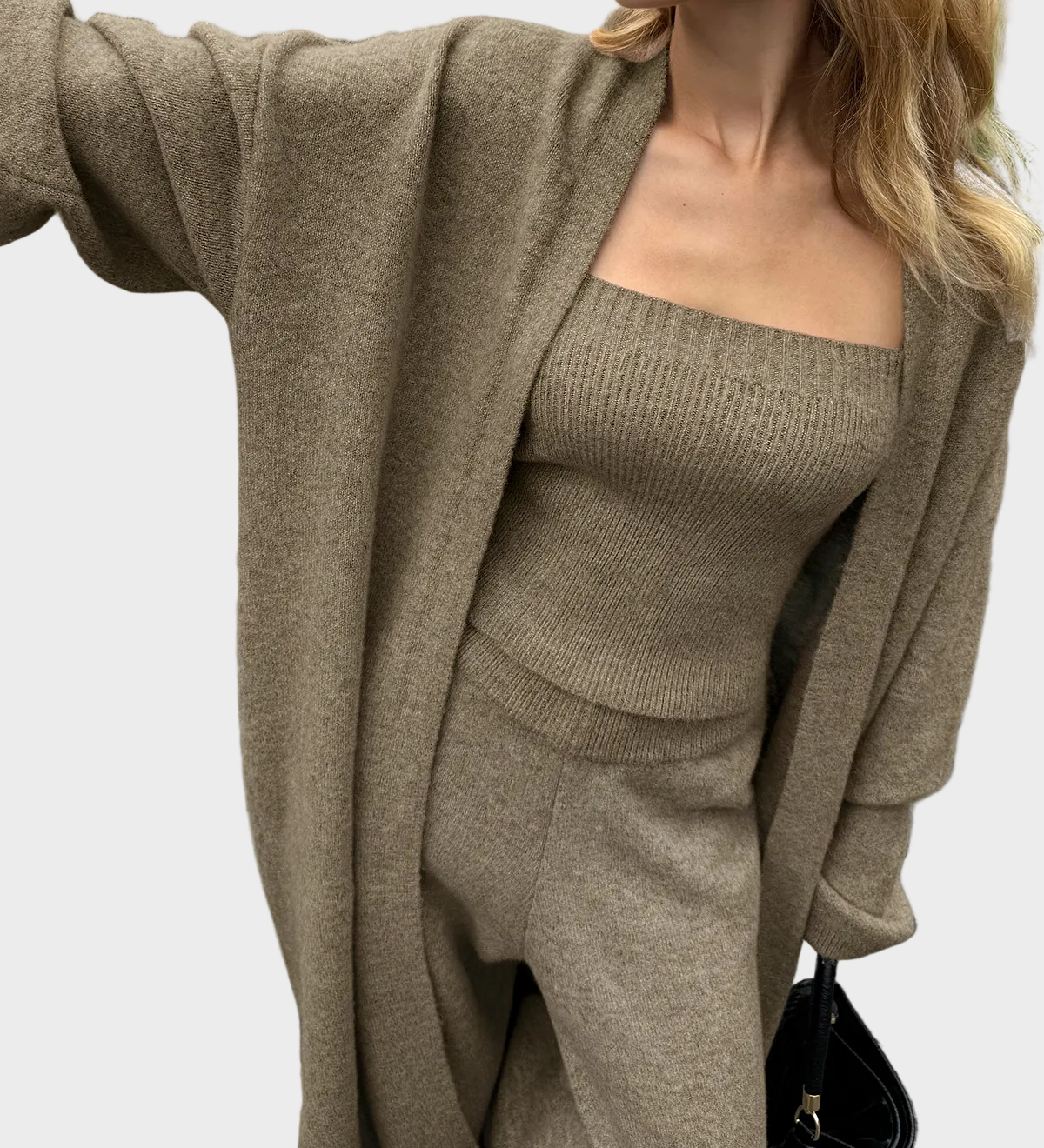 Maurice Πλεκτό Σετ Τριών Τεμαχίων με Μπουστιέ, Ζακέτα και Παντελόνι