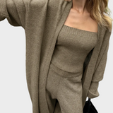 Maurice Πλεκτό Σετ Τριών Τεμαχίων με Μπουστιέ, Ζακέτα και Παντελόνι