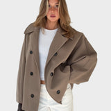 Μπουφάν φαρδιάς γραμμής σε χρώμα κανέλας