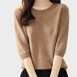 Eureka | 100% Μαλλί Μερινός Μπλούζα Crewneck Μισό Μανίκι