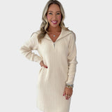 Νικόλ | Πολυτελές Κομψό Μισό Φερμουάρ Πλεκτό Φόρεμα