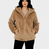 Nancy - Ζακέτα με κουκούλα από φλις teddy με φερμουάρ