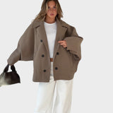 Μπουφάν φαρδιάς γραμμής σε χρώμα κανέλας