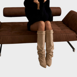 Jazzie | Λαβίστα Σουέντ Μπότες Ύψους Γόνατου - Μπεζ