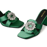Meredith - Γόβες με σμαραγδί κρύσταλλα (Emerald Crystal Embellished Heels)