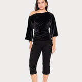 Priscilla | Αμάνικο Βελούδινο Τοπ - Μαύρο