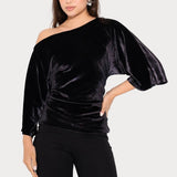 Priscilla | Αμάνικο Βελούδινο Τοπ - Μαύρο