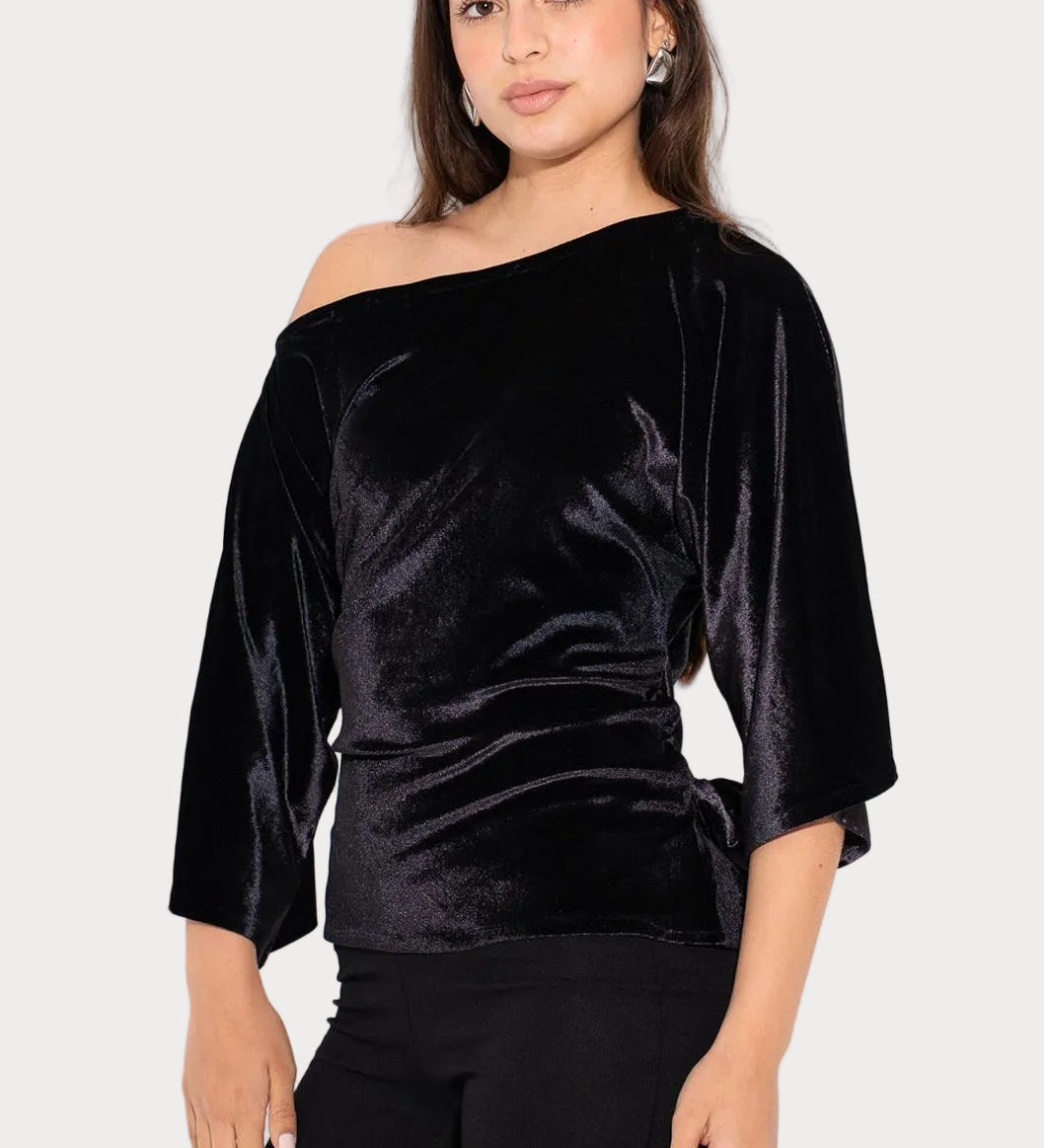 Priscilla | Αμάνικο Βελούδινο Τοπ - Μαύρο