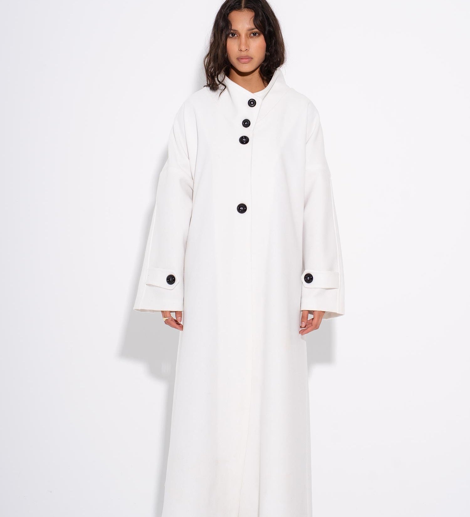Kathy - Μάλλινο Παλτό με Κουμπιά - Λευκό (Kathy - Buttoned Wool Coat - White)