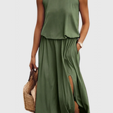 Dianne Αμάνικο φόρεμα με σκίσιμο στο πλάι με χαλαρή σιλουέτα