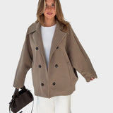 Μπουφάν φαρδιάς γραμμής σε χρώμα κανέλας