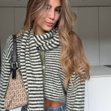 Απαλή ριγέ ζακέτα σε χρώμα μάτσα