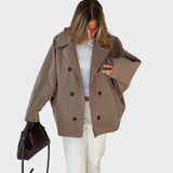 Μπουφάν φαρδιάς γραμμής σε χρώμα κανέλας