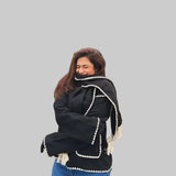 Cora Μεγάλο Μάλλινο Μπουφάν με Κασκόλ