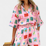 Mariluz Σετ με Πουκάμισο και Σορτς με Ροζ Στάμπα