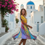 Nefeli - Φόρεμα με σχέδιο Μποέμ με σχέδιο Ήλιου