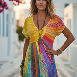 Nefeli - Φόρεμα με σχέδιο Μποέμ με σχέδιο Ήλιου