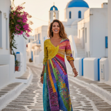 Nefeli - Φόρεμα με σχέδιο Μποέμ με σχέδιο Ήλιου