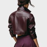 Ραφαέλλα | Γυναικείο Χαλαρό Μπουφάν από PU Δέρμα με Διπλές Τσέπες στο Στήθος MDA1666I2Y