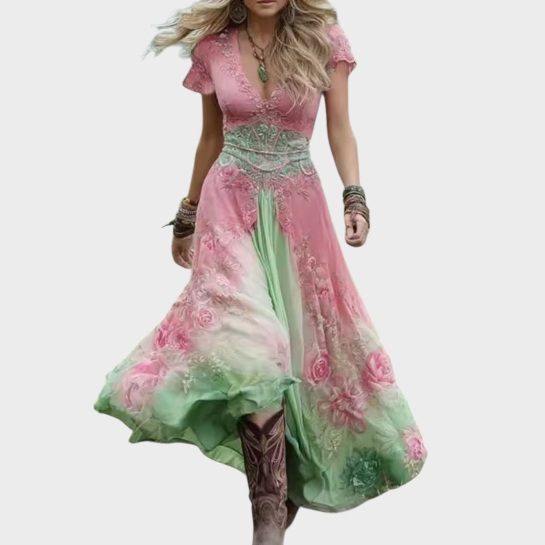 Celestine | Προσαρμοσμένο και ρευστό φλοράλ φόρεμα